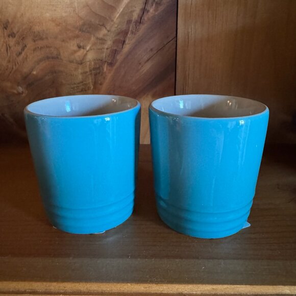 NWT Le Creuset Caribbean Blue 3 oz London Espresso Mugs - Set of Two - Picture 10 of 14